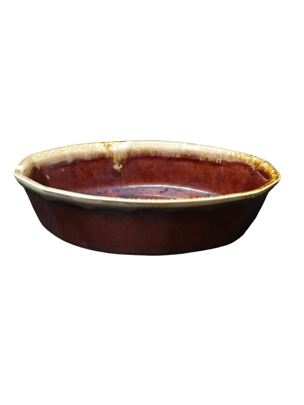 McCoy Pottery Oven Proof Brown Drip Oval Appetizer Veggie Serving Bowl 7071 USA